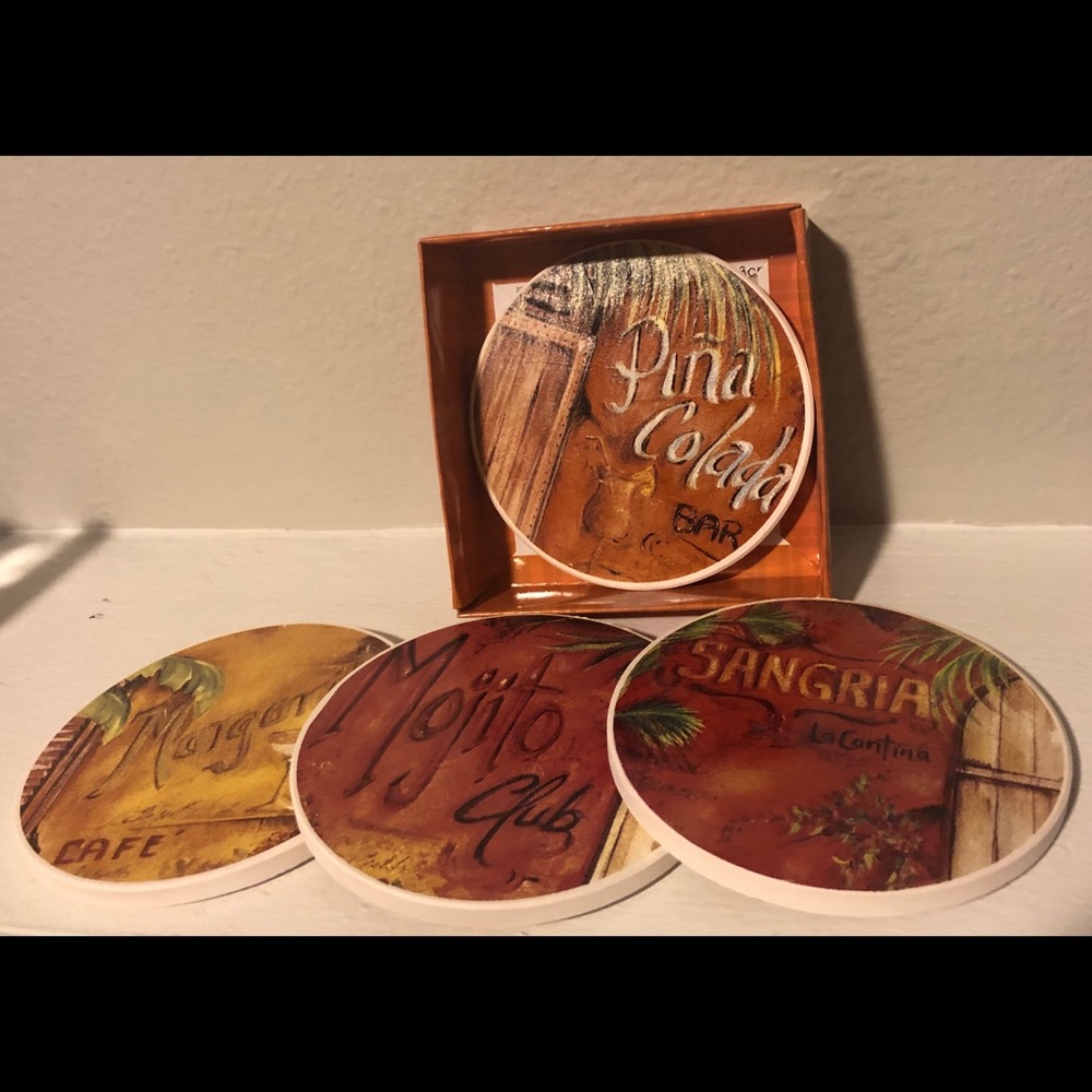Themed Stone Drink Coaster Set